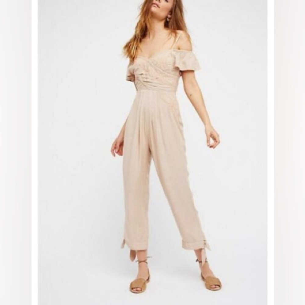 Free People In The Moment Jumpsuit in Ivory Nude Sz 2 NWOT